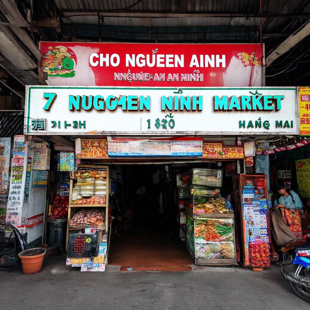 Hình ảnh bên ngoài chợ Nguyễn An Ninh, cổng chợ và địa chỉ cụ thể